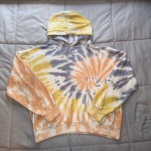 Forever 21 Tie-Dye Hoodie in Yellow, Purple, and Orange Size Large